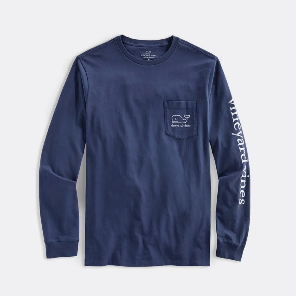 Vineyard Vines Vintage Whale Long-Sleeve Pocket‎ Tee Blue Blazer Size X-Small - Picture 2 of 14